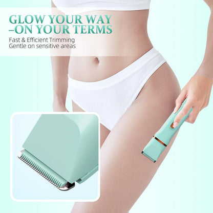 HOHOLE 5-in-1 Bikini Trimmer für Frauen, IPX7 wasserdichter elektrischer Rasierer, kabelloser Körperhaarentferner, Gesichts- & Bikinihaarentfernung, Keramikklinge (Reines Grün)