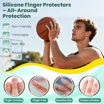 TASZOOS Gel-Fingerlinge & Fingerschutzhüllen – 20 Stück Silikon-Fingerschutz für Fingerspitzen- und Daumenunterstützung – Wiederverwendbare Gummi-Spitzen gegen Triggerfinger, Arthritis, Blasen & Schmerzlinderung