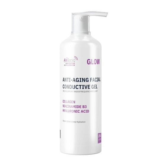Absonic Glow Microcurrent Conductive Gel für Gesicht — Kompatibel mit NuFace, angereichert mit Hyaluronsäure, Kollagen, Niacinamid B3 für Gesichts-, LED-, RF- & Rotlichtgeräte - 240 ml Flasche - Hergestellt in den USA