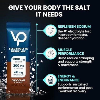 Venture Pal High Sodium Electrolyte Powder Packets | Zuckerfreies Hydrationsgetränk mit Natrium, Kalium, Magnesium & Vitaminen | Null Kalorien | Keto, Vegan & Paleo freundlich | 16 Sticks