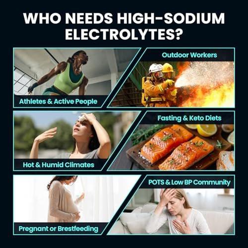 Venture Pal High Sodium Electrolyte Powder Packets | Zuckerfreies Hydrationsgetränk mit Natrium, Kalium, Magnesium & Vitaminen | Null Kalorien | Keto, Vegan & Paleo freundlich | 16 Sticks