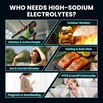Venture Pal High Sodium Electrolyte Powder Packets | Zuckerfreies Hydrationsgetränk mit Natrium, Kalium, Magnesium & Vitaminen | Null Kalorien | Keto, Vegan & Paleo freundlich | 16 Sticks