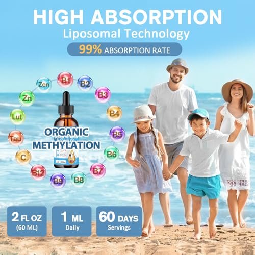 15-in-1 Liposomales Vitamin B Komplex Pro – Zuckerfreie B-Komplex Tropfen mit B1, B2, B3 Niacinamid, Cholin, B5, B6, B7 Biotin, Inositol, Folat, B12, Zink, Lutein, Zeaxanthin, Taurin & Vitamin C, 60 ml