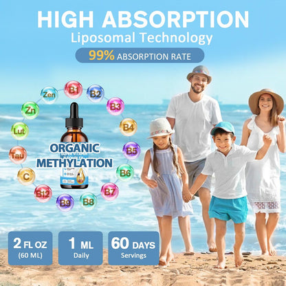 15-in-1 Liposomales Vitamin B Komplex Pro – Zuckerfreie B-Komplex Tropfen mit B1, B2, B3 Niacinamid, Cholin, B5, B6, B7 Biotin, Inositol, Folat, B12, Zink, Lutein, Zeaxanthin, Taurin & Vitamin C, 60 ml