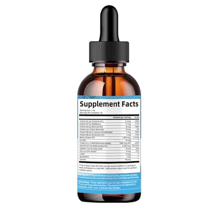 15-in-1 Liposomales Vitamin B Komplex Pro – Zuckerfreie B-Komplex Tropfen mit B1, B2, B3 Niacinamid, Cholin, B5, B6, B7 Biotin, Inositol, Folat, B12, Zink, Lutein, Zeaxanthin, Taurin & Vitamin C, 60 ml