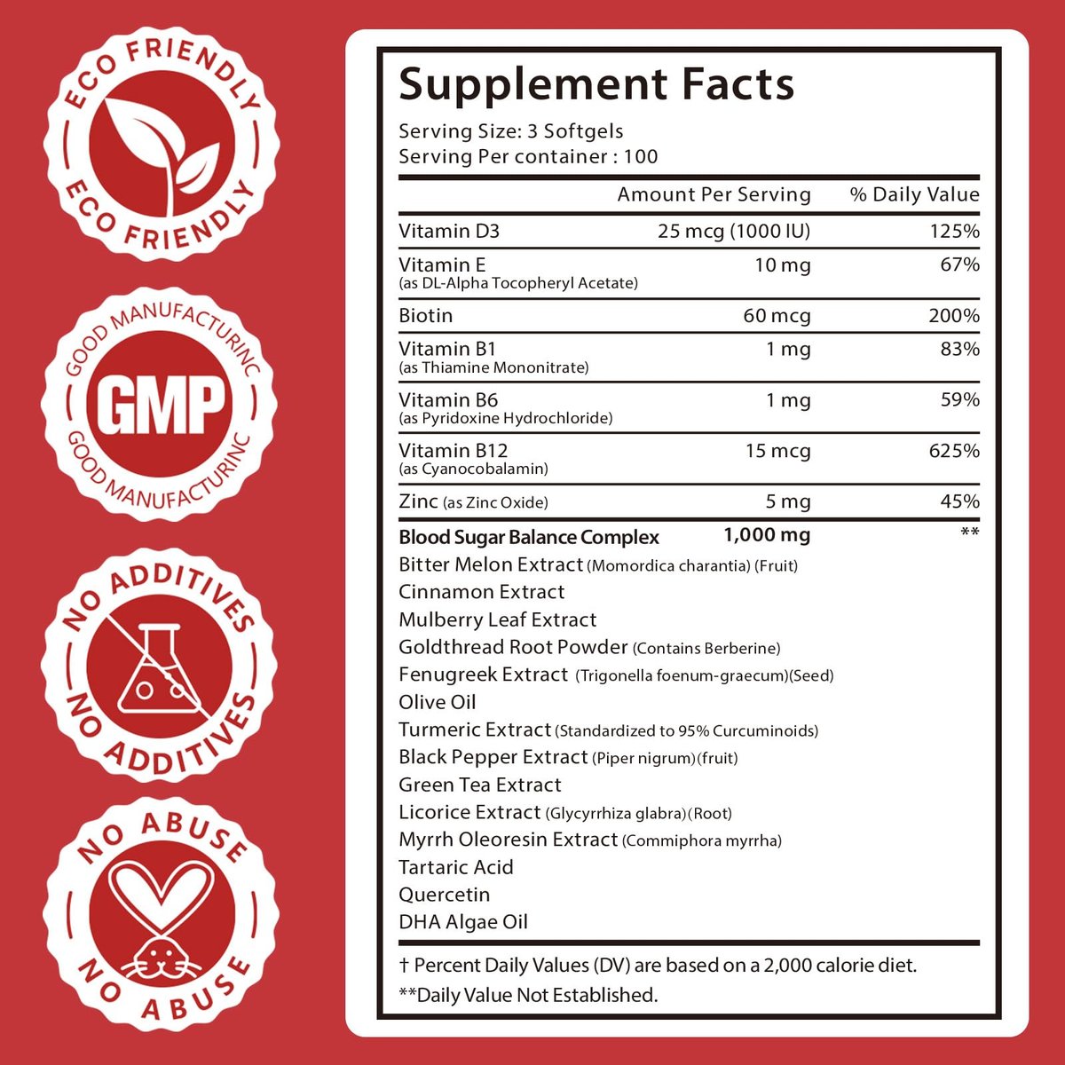 300 Softgels Blut Zucker Komplex Ergänzung | 20+ Aktive Kräuter – Berberin, Ceylon-Zimt, Bittermelone, Maulbeerblatt, Bockshornklee, Vitamine für Energielevel und Vitalität | Saubere Formel