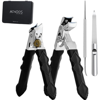 Professioneller Nagelknipser für dicke Zehennägel – Schrägkopf, breite Backen, Edelstahl, langer Griff – 4-teiliges Set für Senioren, Männer, Frauen