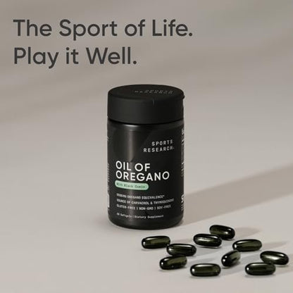 Sports Research® Oreganoöl 9500 mg mit Schwarzkümmelöl & Kokos-MCT-Öl - Antioxidantien-Kombination mit Thymochinon & Carvacrol - Glutenfrei · Nicht-GVO - 60 Softgels