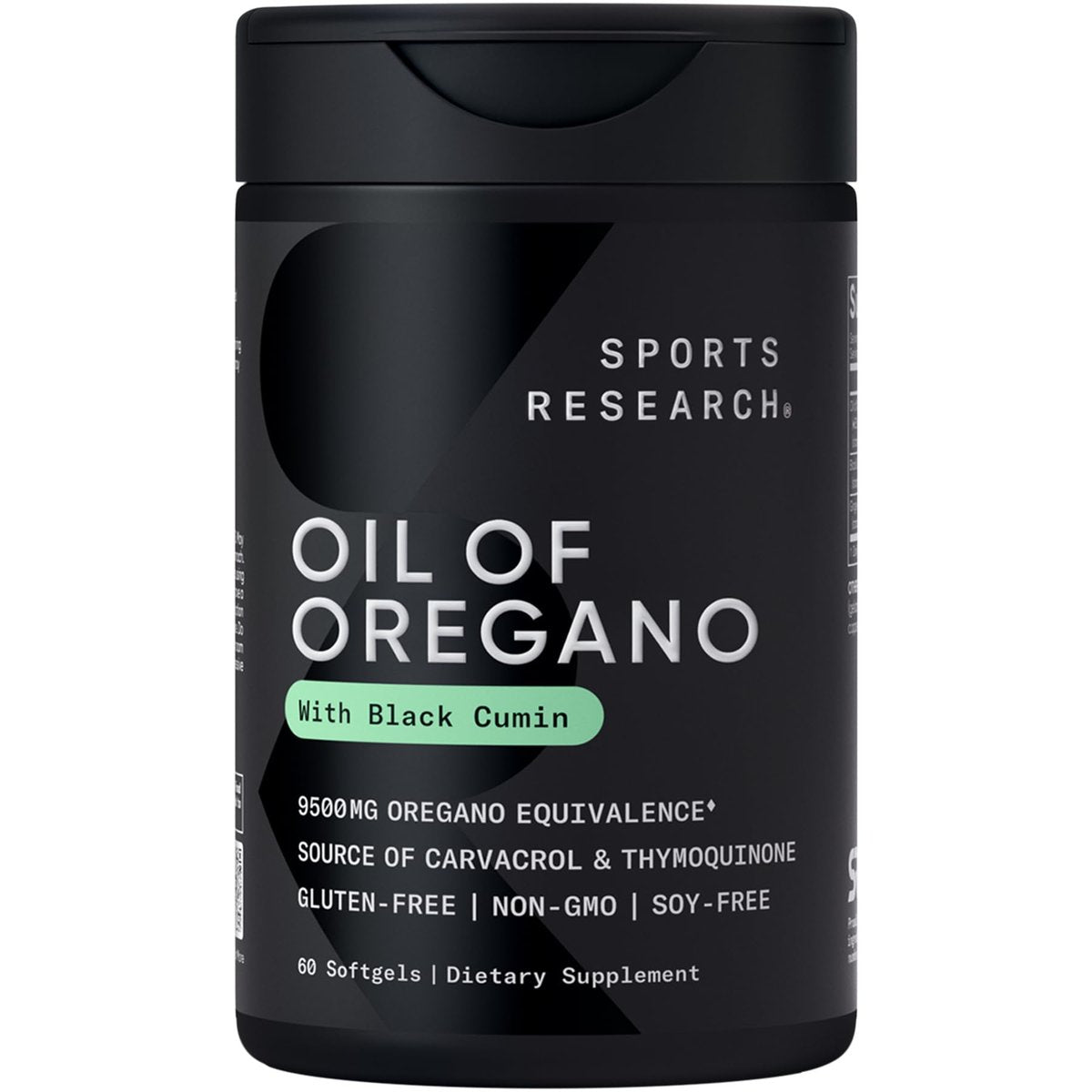 Sports Research® Oreganoöl 9500 mg mit Schwarzkümmelöl & Kokos-MCT-Öl - Antioxidantien-Kombination mit Thymochinon & Carvacrol - Glutenfrei · Nicht-GVO - 60 Softgels