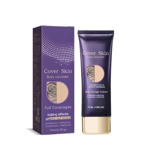 Professioneller Tattoo-Abdeck-Concealer wasserfest – Körper-Concealer mit voller Deckkraft, SPF 50, aufhellende Camouflage für Tattoos, Narben, Venen, 2,5 fl oz