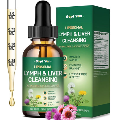 Liposomale Lymphdrainage-Tropfen – Lymphdrainage-Supplement mit Mariendistel, Klettenwurzel für Frauen & Männer | Unterstützt Leberreinigung, Entgiftung & Reparatur | Lymph- & Lebergesundheit | 60 ml