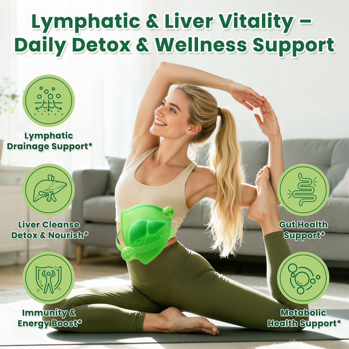Liposomale Lymphdrainage-Tropfen – Lymphdrainage-Supplement mit Mariendistel, Klettenwurzel für Frauen & Männer | Unterstützt Leberreinigung, Entgiftung & Reparatur | Lymph- & Lebergesundheit | 60 ml