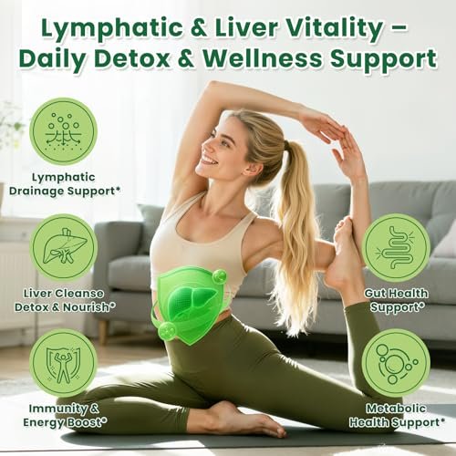 Liposomale Lymphdrainage-Tropfen – Lymphdrainage-Supplement mit Mariendistel, Klettenwurzel für Frauen & Männer | Unterstützt Leberreinigung, Entgiftung & Reparatur | Lymph- & Lebergesundheit | 60 ml