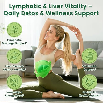 Liposomale Lymphdrainage-Tropfen – Lymphdrainage-Supplement mit Mariendistel, Klettenwurzel für Frauen & Männer | Unterstützt Leberreinigung, Entgiftung & Reparatur | Lymph- & Lebergesundheit | 60 ml