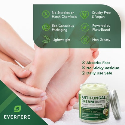 EVERFERE 22 % Undecylenate Complex Antifungal Creme: Behandelt Fußpilz, Jock Itch & Ringelflechte, Lindert Juckreiz, Brennen, Schuppen & Risse - Pilzcreme für empfindliche Haut, 60 g Glas