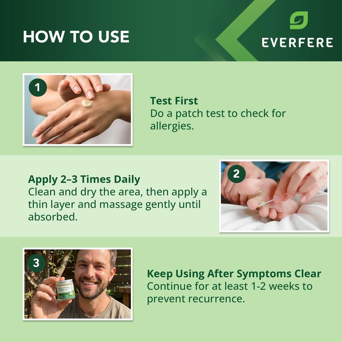 EVERFERE 22 % Undecylenate Complex Antifungal Creme: Behandelt Fußpilz, Jock Itch & Ringelflechte, Lindert Juckreiz, Brennen, Schuppen & Risse - Pilzcreme für empfindliche Haut, 60 g Glas