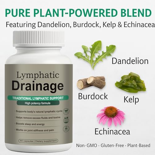 Lymphdrainage Kapseln – Natürliche Kräutermischung mit Löwenzahn, Klette, Kelp & Echinacea – Unterstützt Kreislauf & Flüssigkeitshaushalt