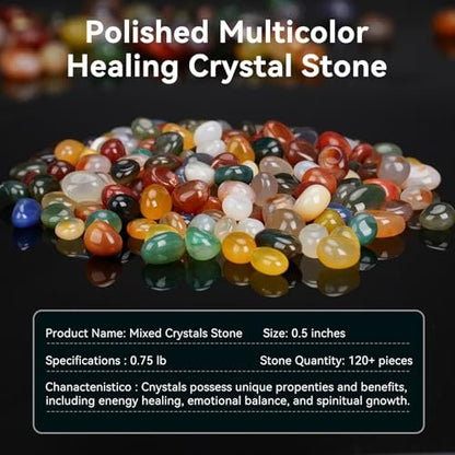 Rahato Polierte Kristalle und Heilsteine, 120 Stück, 0,5 Zoll Steine zum Tumbling, Heilen, Reiki, Meditation, Basteln, Wohndekoration, Mehrfarbig