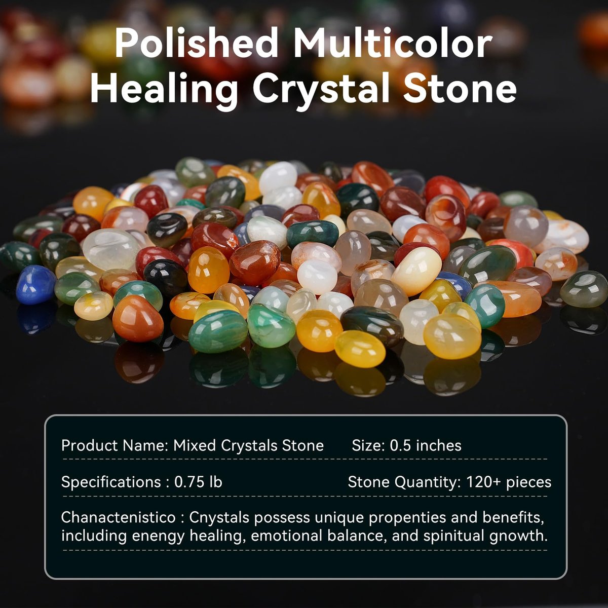 Rahato Polierte Kristalle und Heilsteine, 120 Stück, 0,5 Zoll Steine zum Tumbling, Heilen, Reiki, Meditation, Basteln, Wohndekoration, Mehrfarbig