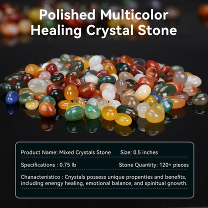 Rahato Polierte Kristalle und Heilsteine, 120 Stück, 0,5 Zoll Steine zum Tumbling, Heilen, Reiki, Meditation, Basteln, Wohndekoration, Mehrfarbig