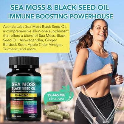 Sea Moss Black Seed Oil Kapseln – 60 Stück, Nahrungsergänzungsmittel