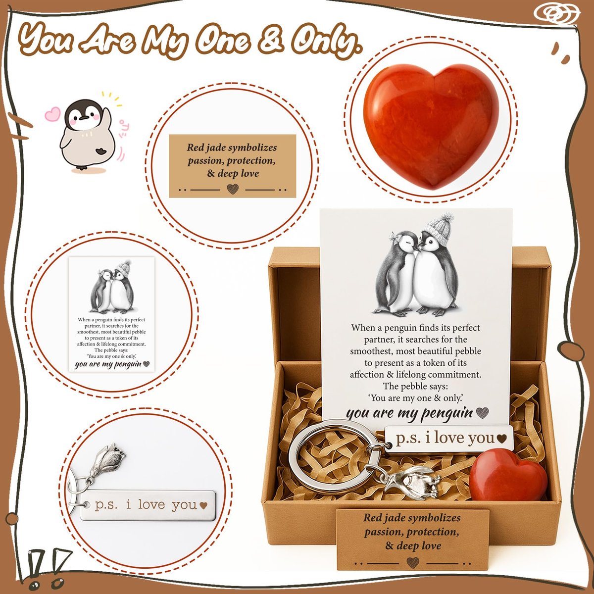 BABYQLO Pinguin-Geschenkset – Romantisches Geschenk für Ihn oder Sie | Valentinstag, Geburtstag, Jahrestag