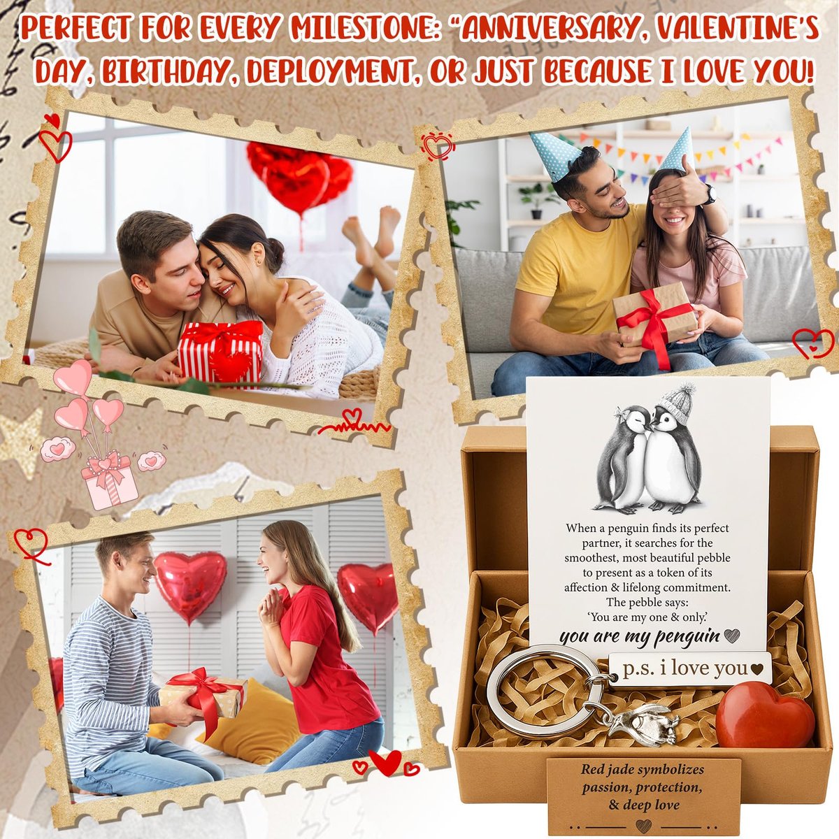 BABYQLO Pinguin-Geschenkset – Romantisches Geschenk für Ihn oder Sie | Valentinstag, Geburtstag, Jahrestag
