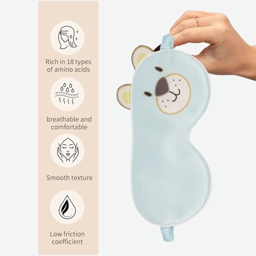 Orose Kinder Schlafmaske aus Maulbeerseide – Beidseitig bedruckt, Verstellbar, Original Design für Jungen & Mädchen – Cartoon Motiv (Erdbeere)