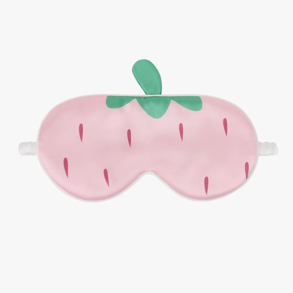 Orose Kinder Schlafmaske aus Maulbeerseide – Beidseitig bedruckt, Verstellbar, Original Design für Jungen & Mädchen – Cartoon Motiv (Erdbeere)
