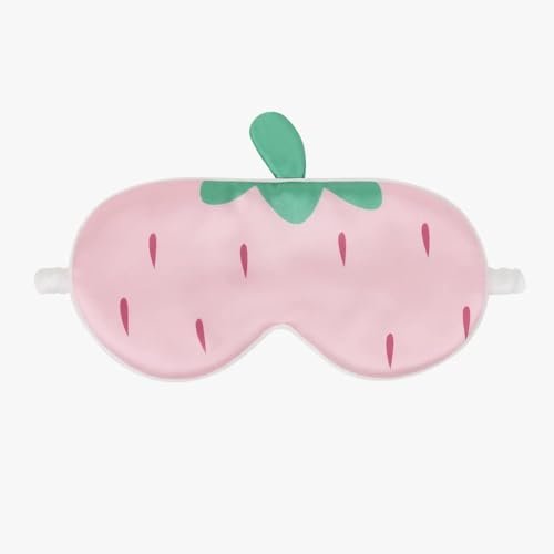 Orose Kinder Schlafmaske aus Maulbeerseide – Beidseitig bedruckt, Verstellbar, Original Design für Jungen & Mädchen – Cartoon Motiv (Erdbeere)