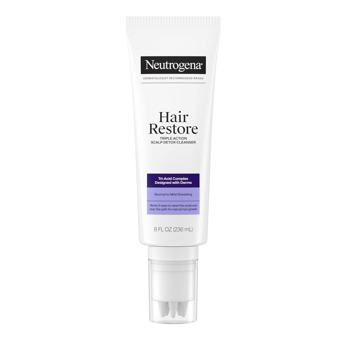 Neutrogena Hair Restore Triple Action Scalp Detox Reiniger – Triple Acid Scalp Detox & klärende Behandlung zur Entfernung abgestorbener Hautzellen, entfernt Ablagerungen, sulfatfrei, 237 ml