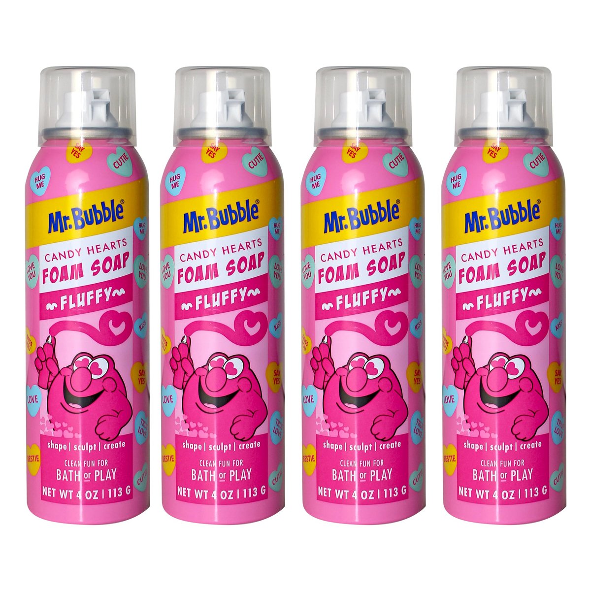 Mr. Bubble Schaumseife Limited Edition, Erdbeerbonbon-Duft, reinigt und pflegt, parabenfrei, 4 Flaschen à 118 ml