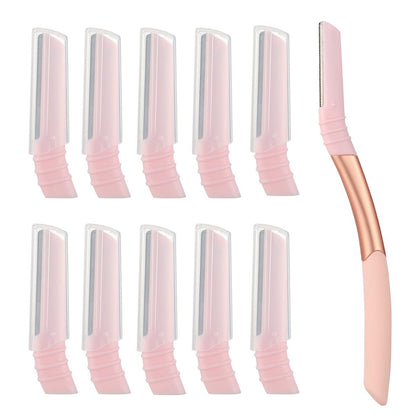 Mistfree Dermaplane-Rasierer für Frauen – Gesichtsrasierer mit wiederverwendbarem Griff und 10 Ersatzklingen, professionelles Dermaplaning-Tool für Peeling, Härchenentfernung und Augenbrauenformung