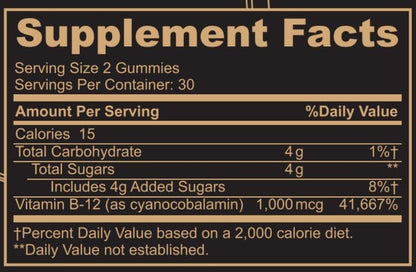 Black Girl Vitamins Vitamin B12 Gummis – 1000 mcg Cyanocobalamin, Energie & Stoffwechsel, Halal & Glutenfrei, 60 Stück
