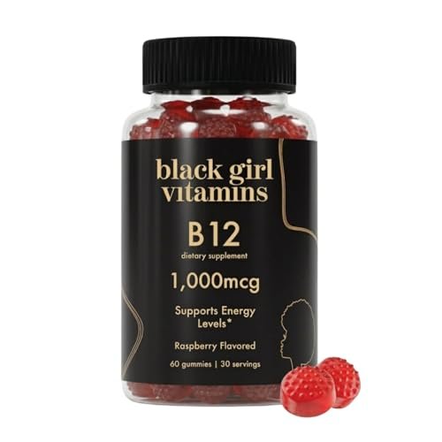 Black Girl Vitamins Vitamin B12 Gummis – 1000 mcg Cyanocobalamin, Energie & Stoffwechsel, Halal & Glutenfrei, 60 Stück