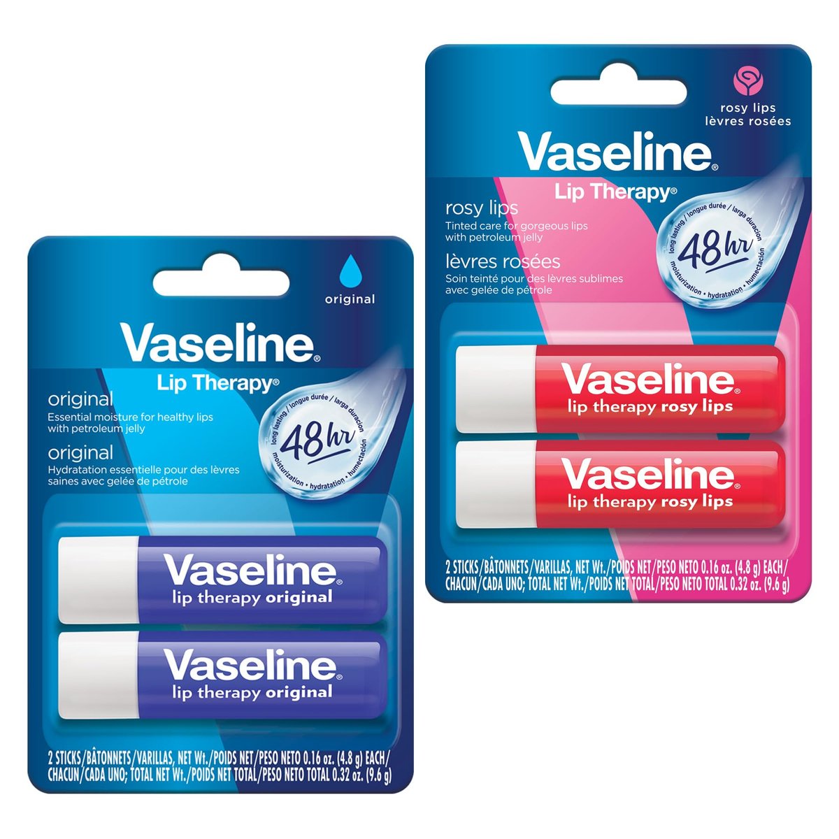 Vaseline Lip Therapy Original und Rosy – Lippenpflege Duo für Ihn & Sie (2er-Pack)