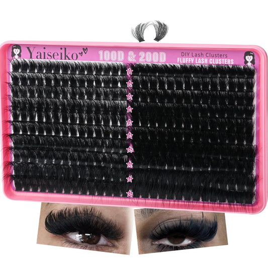 Volume Lash Clusters 100D+200D Mega Lashes Clusters 12-25mm Wispy Individuelle Wimpernverlängerung DIY Wimpernverlängerung Ersatz für Yaiseiko (280 Stück)