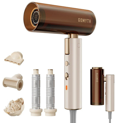GOMYTH Dual Voltage Haartrockner für Reisen, 5-in-1 Air Styler mit Hochgeschwindigkeits-Föhn, 100V-240V weltweit einsetzbar, kompakt, Plasma-Kopfhautschutz, keine Hitzeschäden, inklusive Reisetasche