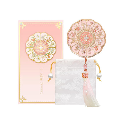 Imperblooms Zwölf Blumengöttinnen Kompaktspiegel, Mini Make-up Spiegel mit 2-facher Vergrößerung, tragbarer doppelseitiger Taschenspiegel für die Handtasche, rosa Geschenk für Frauen und Mädchen