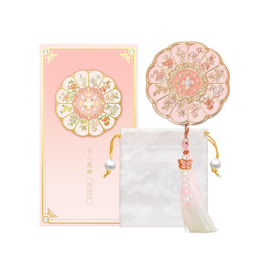 Imperblooms Zwölf Blumengöttinnen Kompaktspiegel, Mini Make-up Spiegel mit 2-facher Vergrößerung, tragbarer doppelseitiger Taschenspiegel für die Handtasche, rosa Geschenk für Frauen und Mädchen
