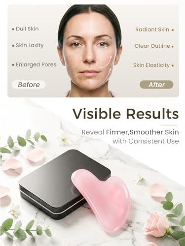 Gua Sha Gesichts-Tool - Guasha Massagegerät für Gesichtsakupunktur, Triggerpunkt-Behandlung, Schabemassage (Pink)