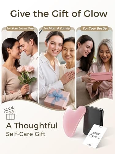 Gua Sha Gesichts-Tool - Guasha Massagegerät für Gesichtsakupunktur, Triggerpunkt-Behandlung, Schabemassage (Pink)