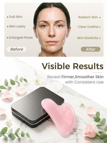 Gua Sha Gesichts-Tool - Guasha Massagegerät für Gesichtsakupunktur, Triggerpunkt-Behandlung, Schabemassage (Pink)