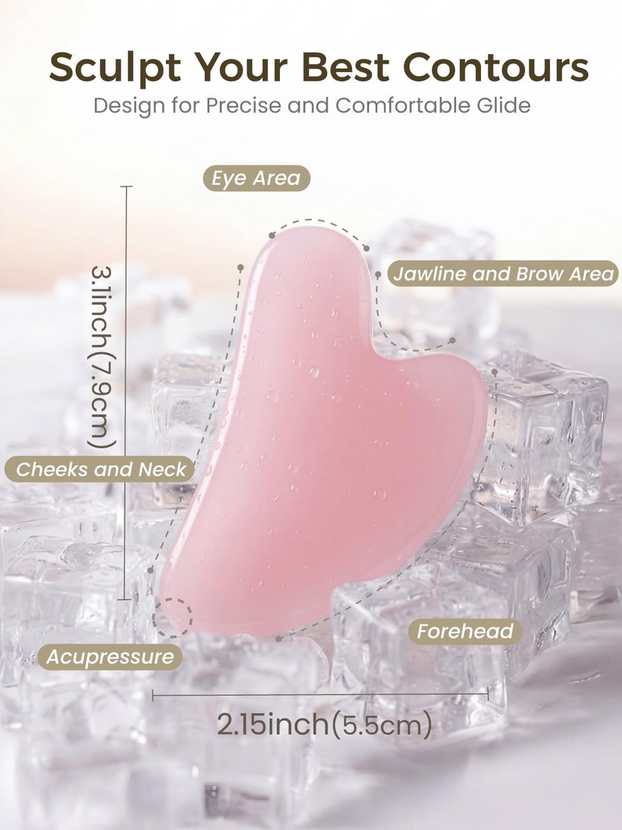 Gua Sha Gesichts-Tool - Guasha Massagegerät für Gesichtsakupunktur, Triggerpunkt-Behandlung, Schabemassage (Pink)