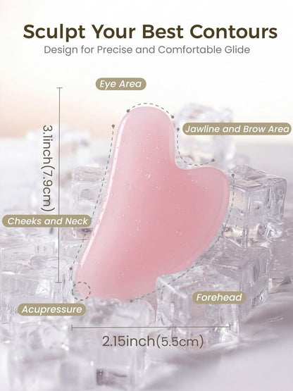 Gua Sha Gesichts-Tool - Guasha Massagegerät für Gesichtsakupunktur, Triggerpunkt-Behandlung, Schabemassage (Pink)