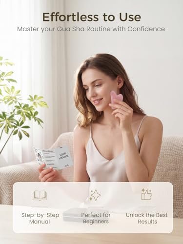 Gua Sha Gesichts-Tool - Guasha Massagegerät für Gesichtsakupunktur, Triggerpunkt-Behandlung, Schabemassage (Pink)