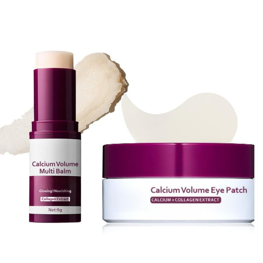 KOEC Calcium Volume Augenpflaster 60 Stück mit Volume Multi Balsam – Calcium Volume Fältchenstift für tiefe Feuchtigkeit, Hautfestigkeit & Elastizität – Augen-, Gesichts- & Halspflege