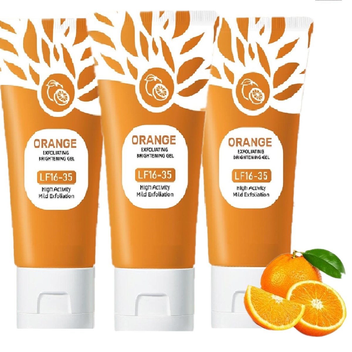 3er-Pack Orangen-Peeling-Gel für Gesicht und Körper – Tiefenreinigendes Peeling-Gel mit Orangen-Enzymen, Porenverfeinernd, Mitesserentfernung, Feuchtigkeitsspendend, je 30 ml
