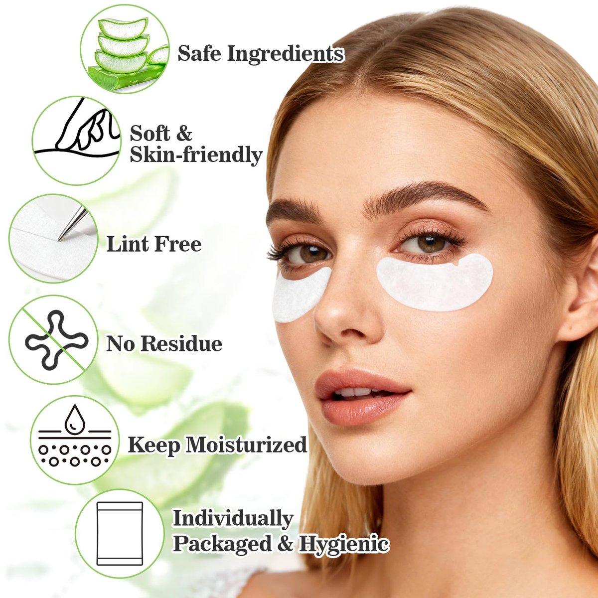 RAQEHO 50 Augenpads für Wimpernverlängerung – Hydrogel-Augenpads für Wimpernverlängerung, Bulk-Augenpads, Parches Para Pestañas, unverzichtbares Zubehör für Wimperntechniker