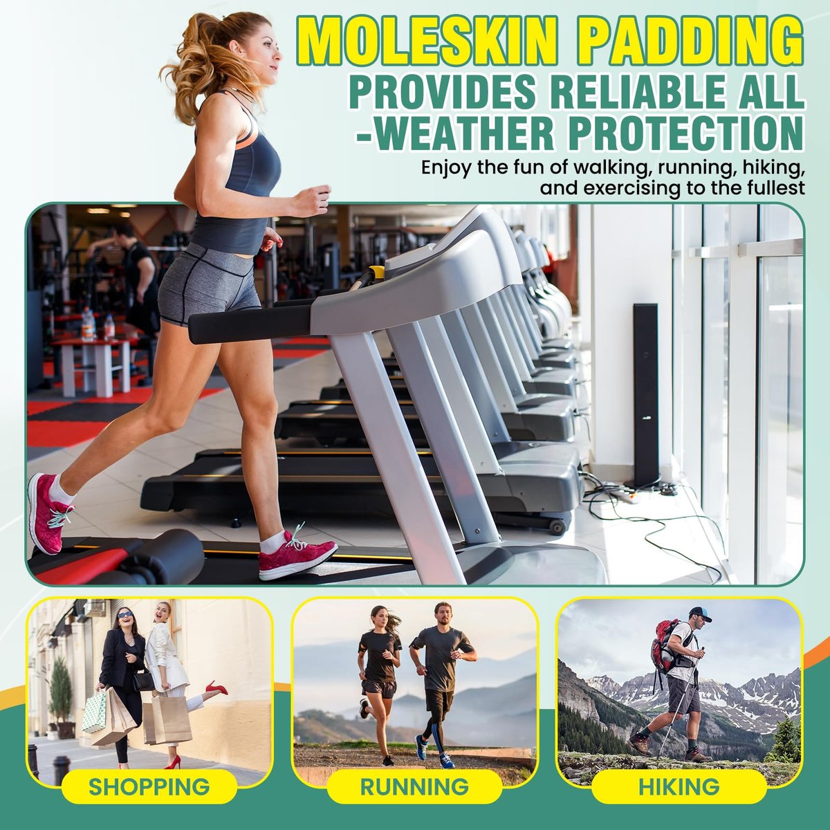Moleskin für Füße & Blasenpflaster – 24 Stück Moleskin Polster für Schuhe, Zehen & Ferse | Anti-Friktions-Tape für Walking, Laufen & Sport – Sortiert